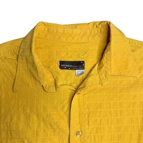 Rocawear Yellow Button Shirt Mens 3XL Long Sleeve Button  Shirt Hip Hop Skater - Picture 3 of 12